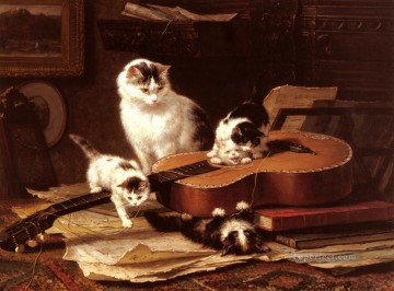 ヘンリエット・ロナー・クニップ Painting - オーエニンゲン オプ デ ギタール 動物 猫 ヘンリエッテ ロナー クニップ